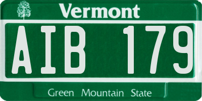 VT license plate AIB179