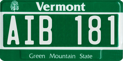 VT license plate AIB181