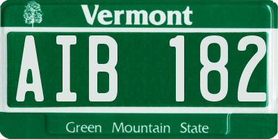 VT license plate AIB182