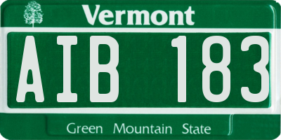 VT license plate AIB183