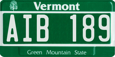 VT license plate AIB189