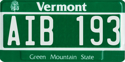 VT license plate AIB193
