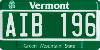 VT license plate AIB196