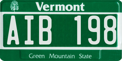 VT license plate AIB198