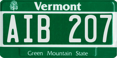 VT license plate AIB207