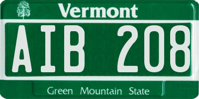 VT license plate AIB208