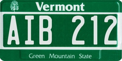 VT license plate AIB212