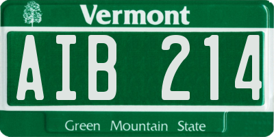 VT license plate AIB214