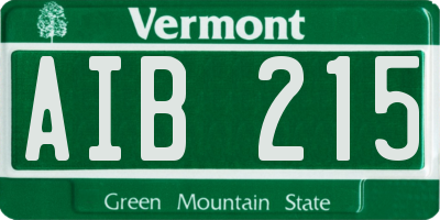 VT license plate AIB215