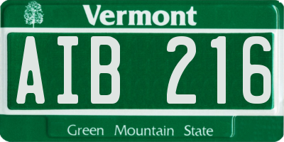 VT license plate AIB216