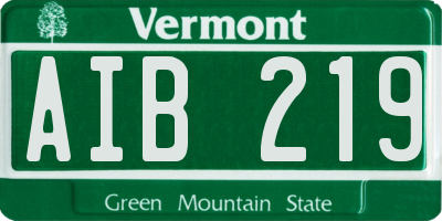VT license plate AIB219