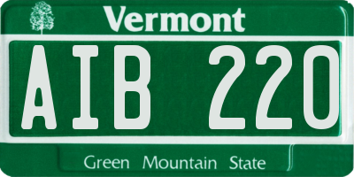 VT license plate AIB220