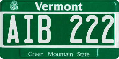 VT license plate AIB222