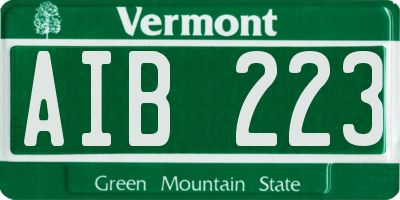 VT license plate AIB223