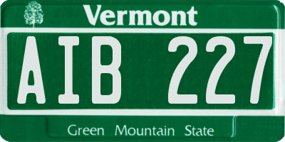 VT license plate AIB227