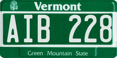 VT license plate AIB228