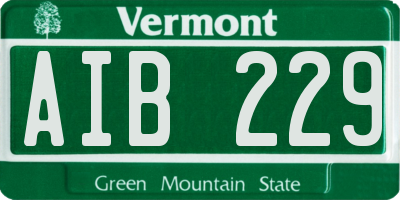 VT license plate AIB229