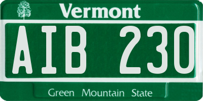 VT license plate AIB230