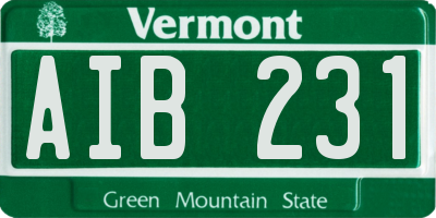 VT license plate AIB231