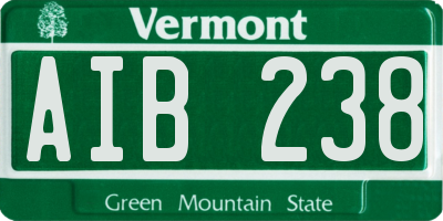 VT license plate AIB238