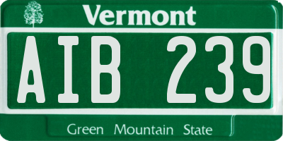 VT license plate AIB239