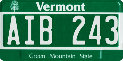 VT license plate AIB243