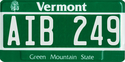 VT license plate AIB249