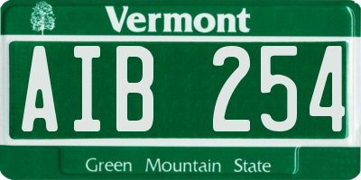 VT license plate AIB254