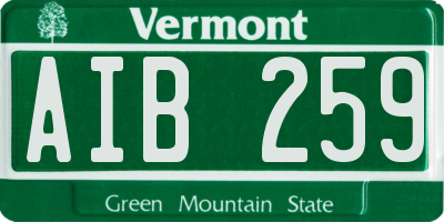 VT license plate AIB259