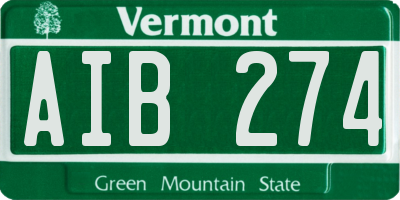 VT license plate AIB274