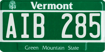 VT license plate AIB285