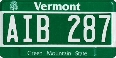 VT license plate AIB287