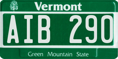 VT license plate AIB290