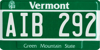 VT license plate AIB292
