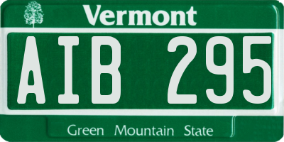 VT license plate AIB295