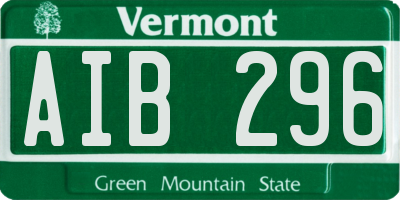 VT license plate AIB296