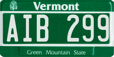 VT license plate AIB299
