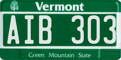 VT license plate AIB303