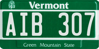 VT license plate AIB307