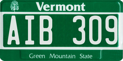 VT license plate AIB309
