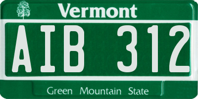 VT license plate AIB312
