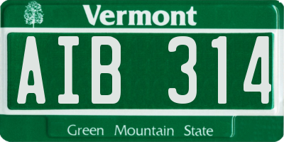 VT license plate AIB314