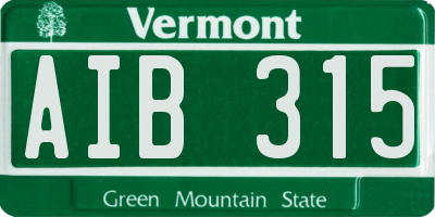 VT license plate AIB315