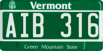 VT license plate AIB316
