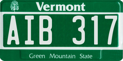 VT license plate AIB317