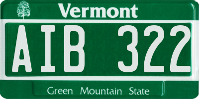 VT license plate AIB322
