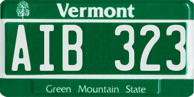 VT license plate AIB323