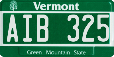VT license plate AIB325