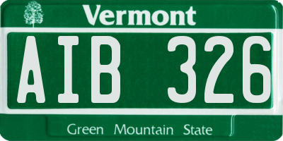 VT license plate AIB326