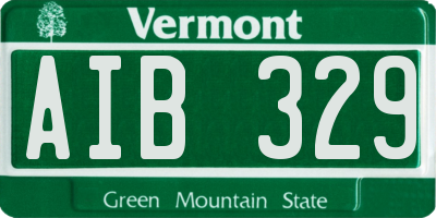 VT license plate AIB329